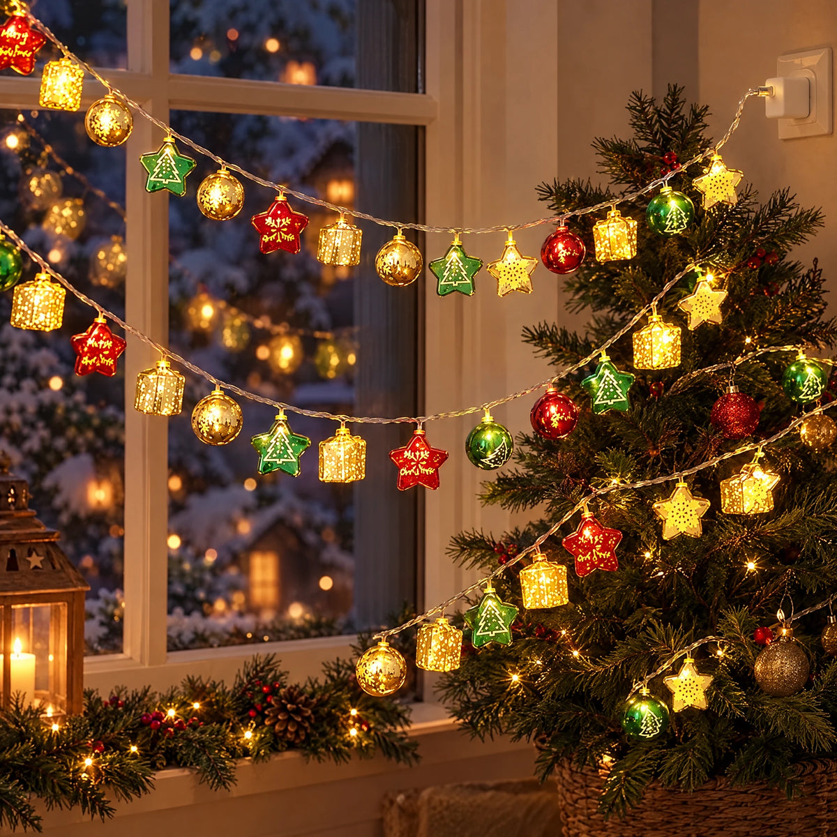 Christmas LED String Lights - Christmas Gold-Plated Gift Package - USB
