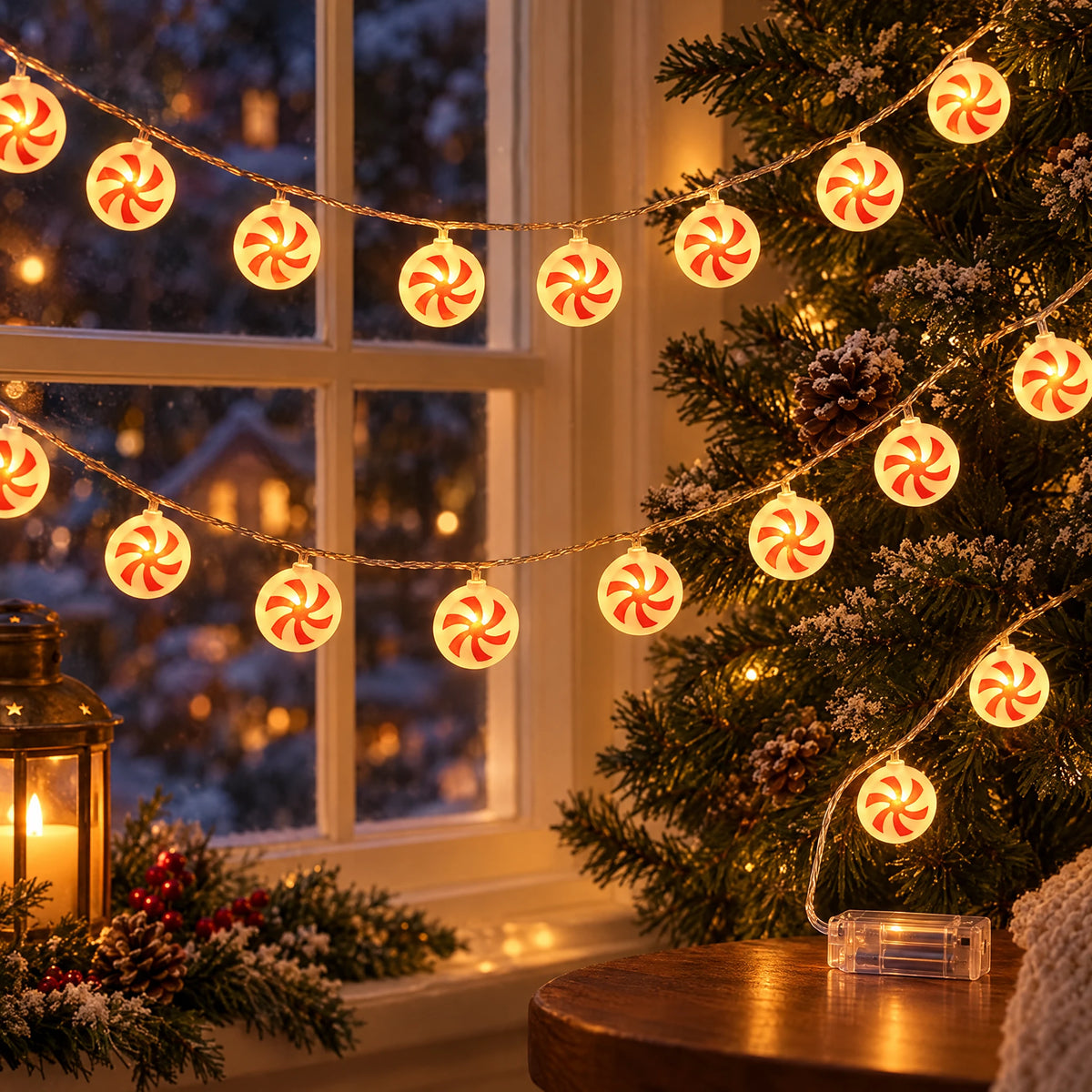 Christmas LED String Lights - Christmas Red Windmill - Battery