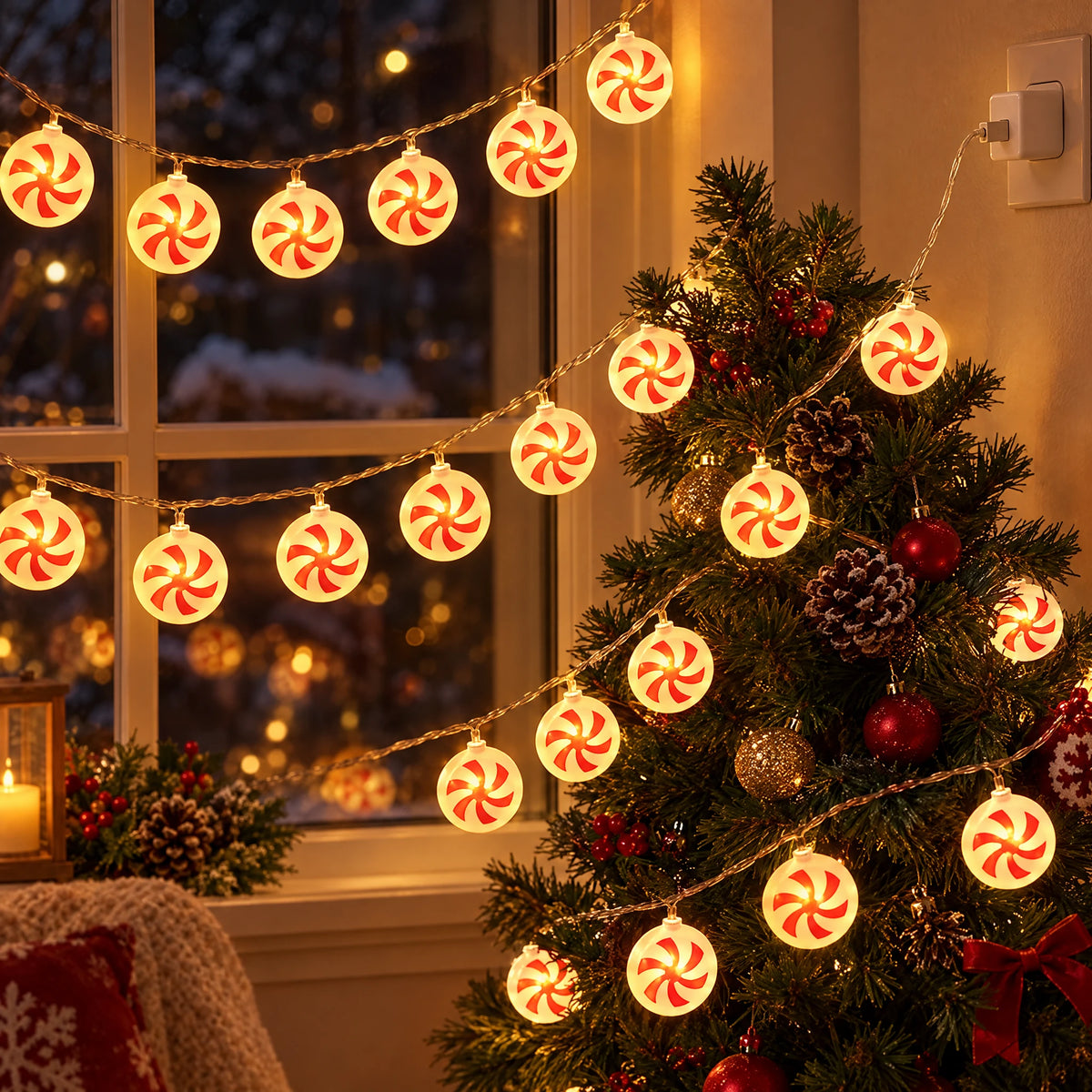 Christmas LED String Lights - Christmas Red Windmill - USB