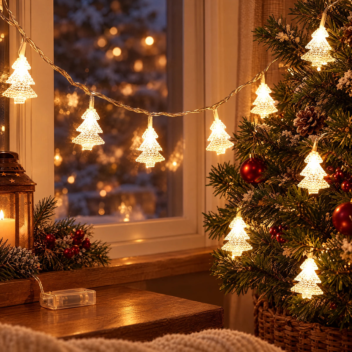 Christmas LED String Lights - Pearlescent Christmas Tree Warm White - Battery