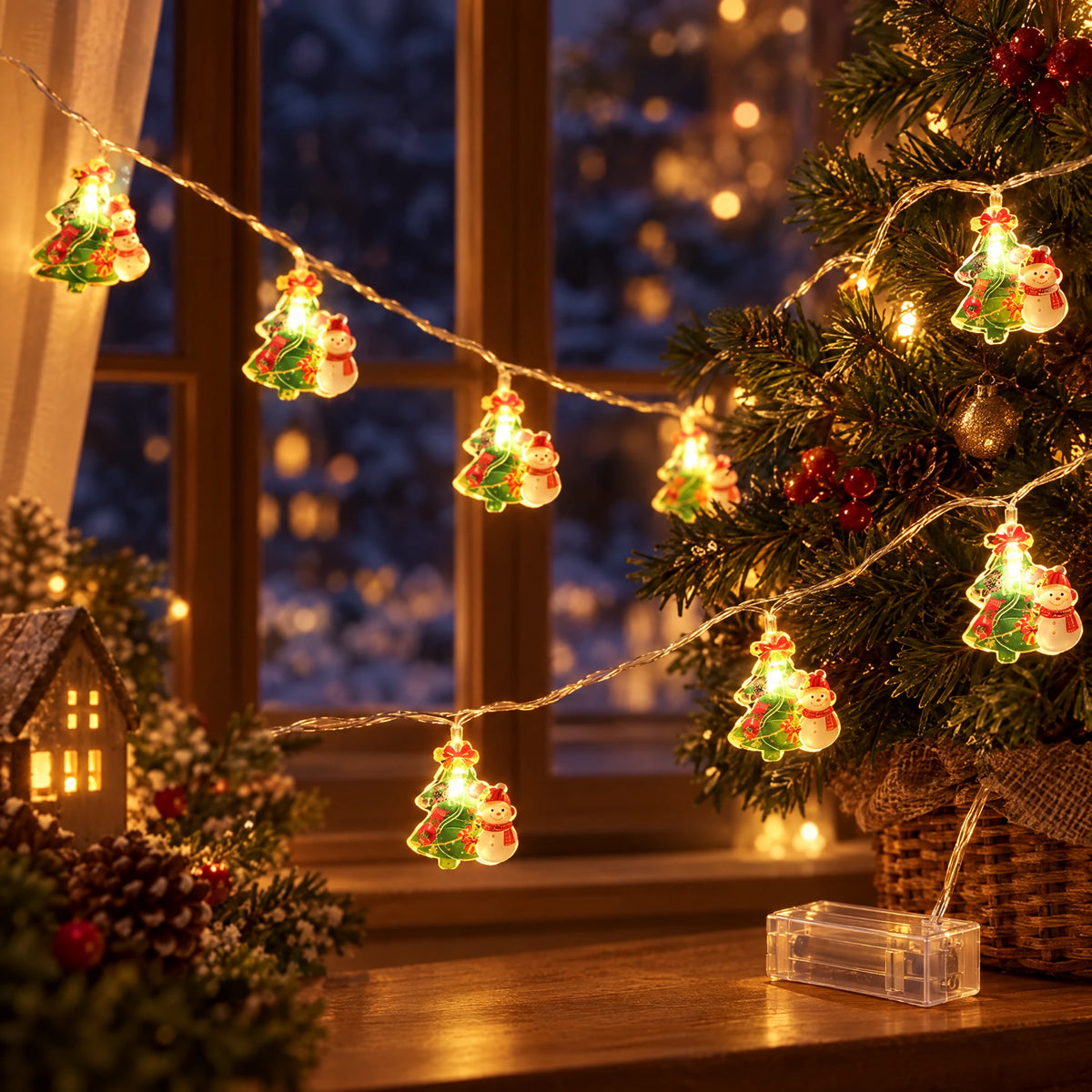 Christmas LED String Lights - Christmas Tree - Battery