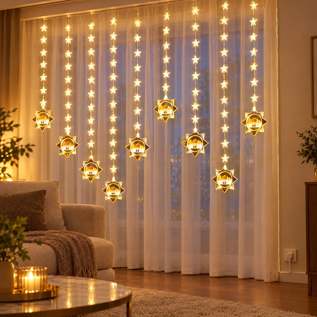 LED Curtain String Lights - Sunflower Castle - Warm White