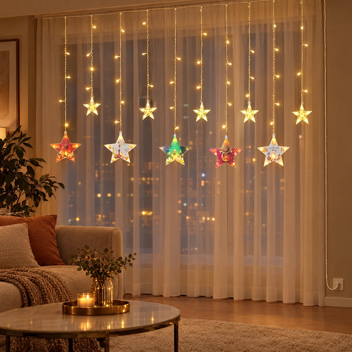 LED Curtain String Lights - LED Five-Pointed Star